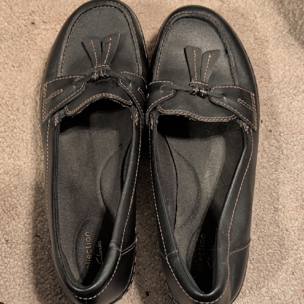 Clarks Black Leather Men's Slip-Ons